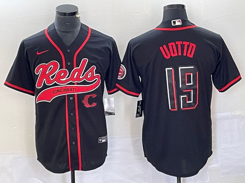 Men Cincinnati Reds #19 Uotto Black Co Branding Nike Game MLB Jersey style 4->cincinnati reds->MLB Jersey